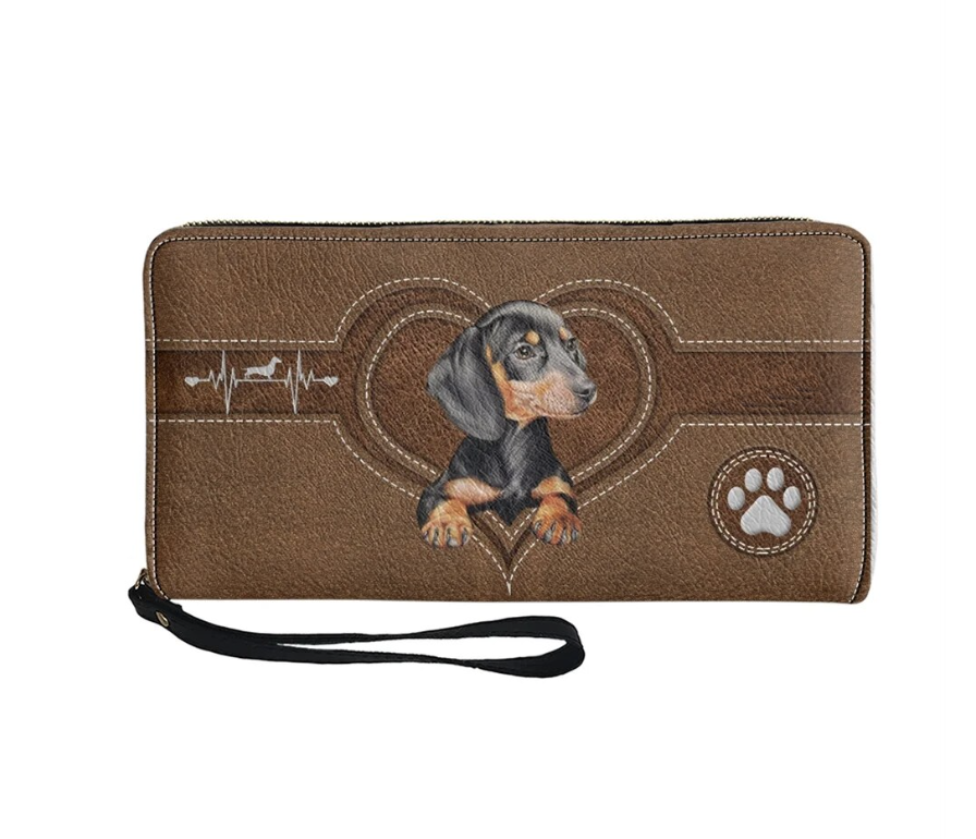 Billetera de cuero sintético - Dachshund - 3 modelos