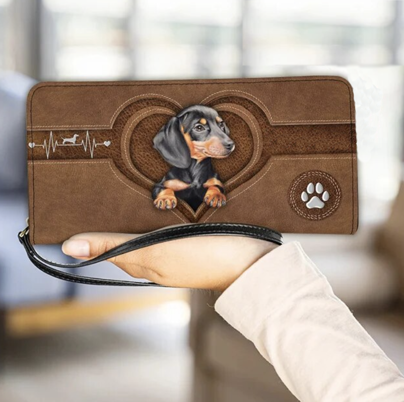 Billetera de cuero sintético - Dachshund - 3 modelos