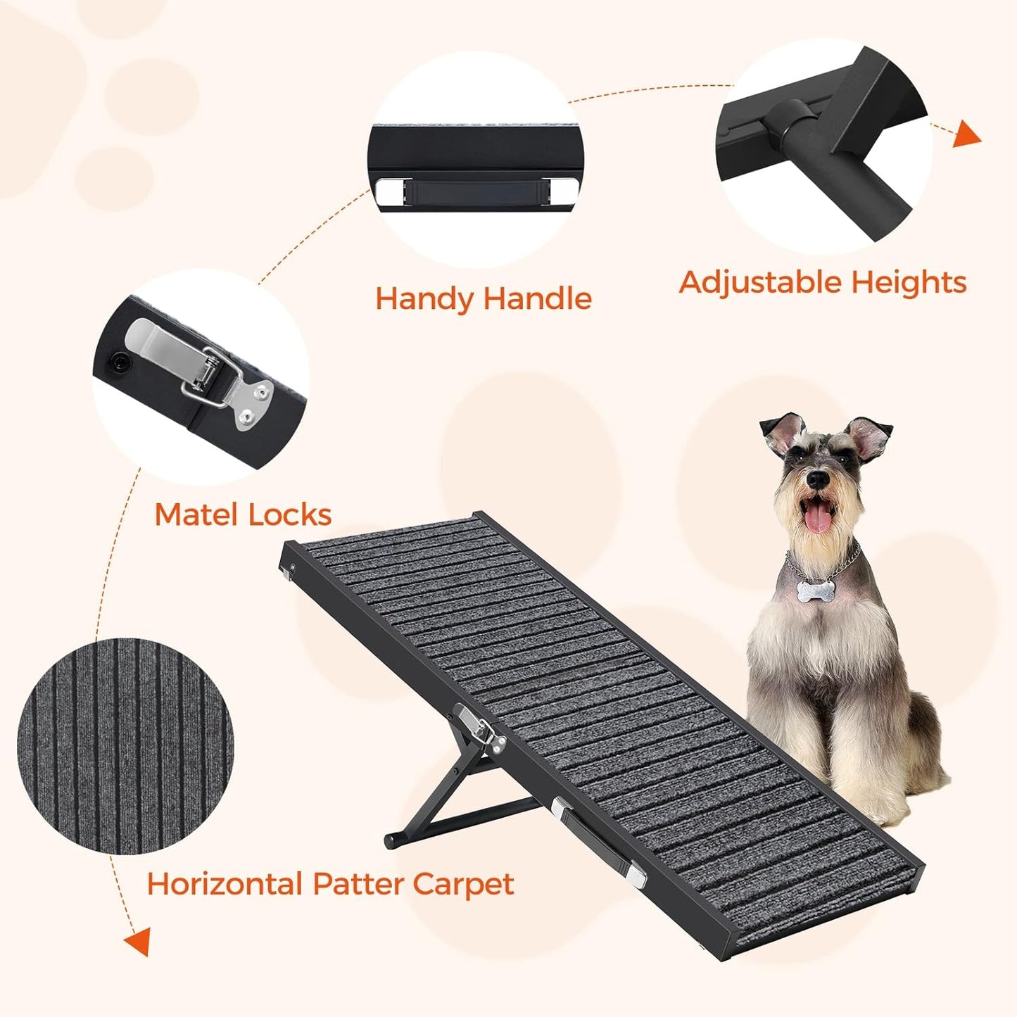 Rampa plegable para perros, 5 niveles, 31.5" largo