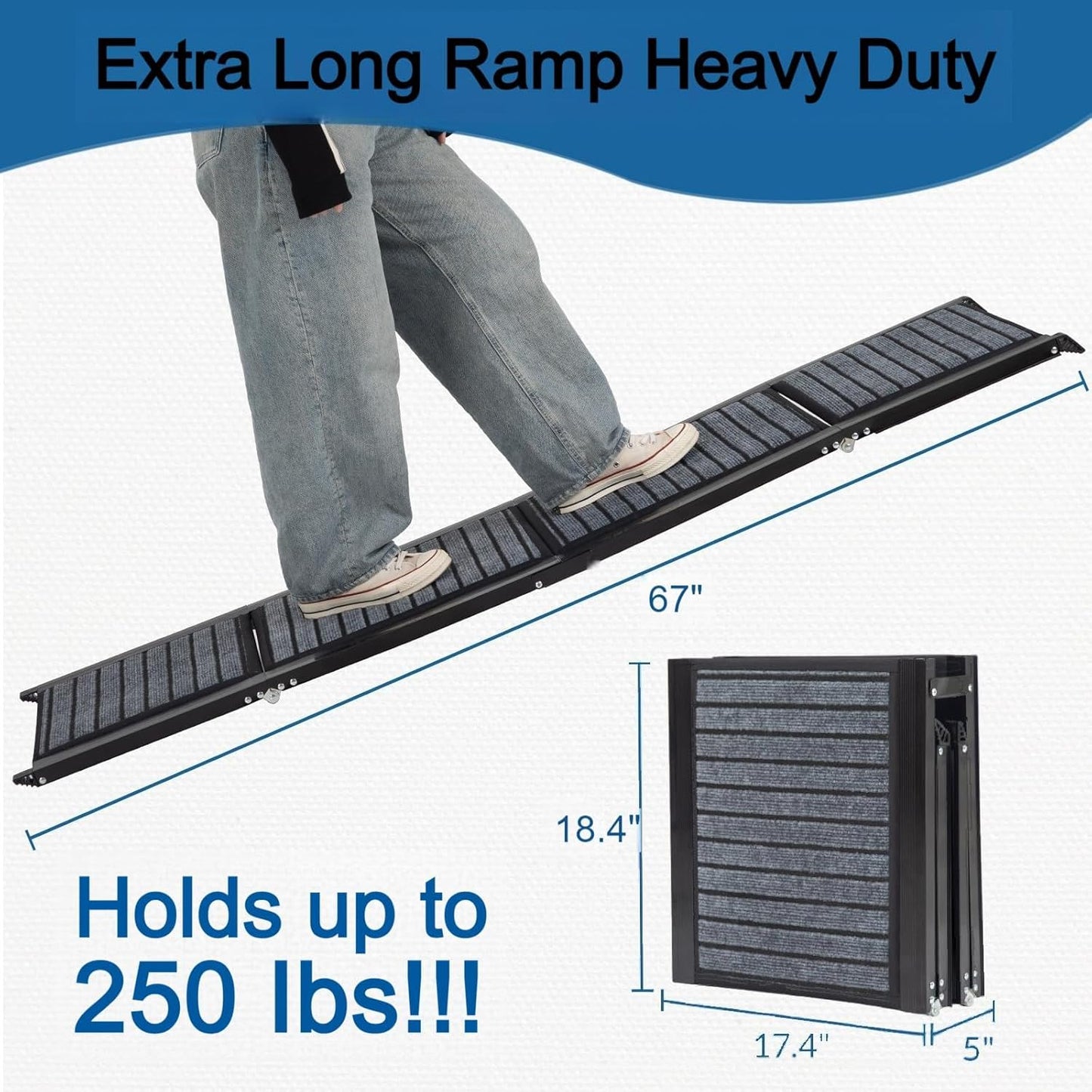 Rampa plegable para perros, 67" largo