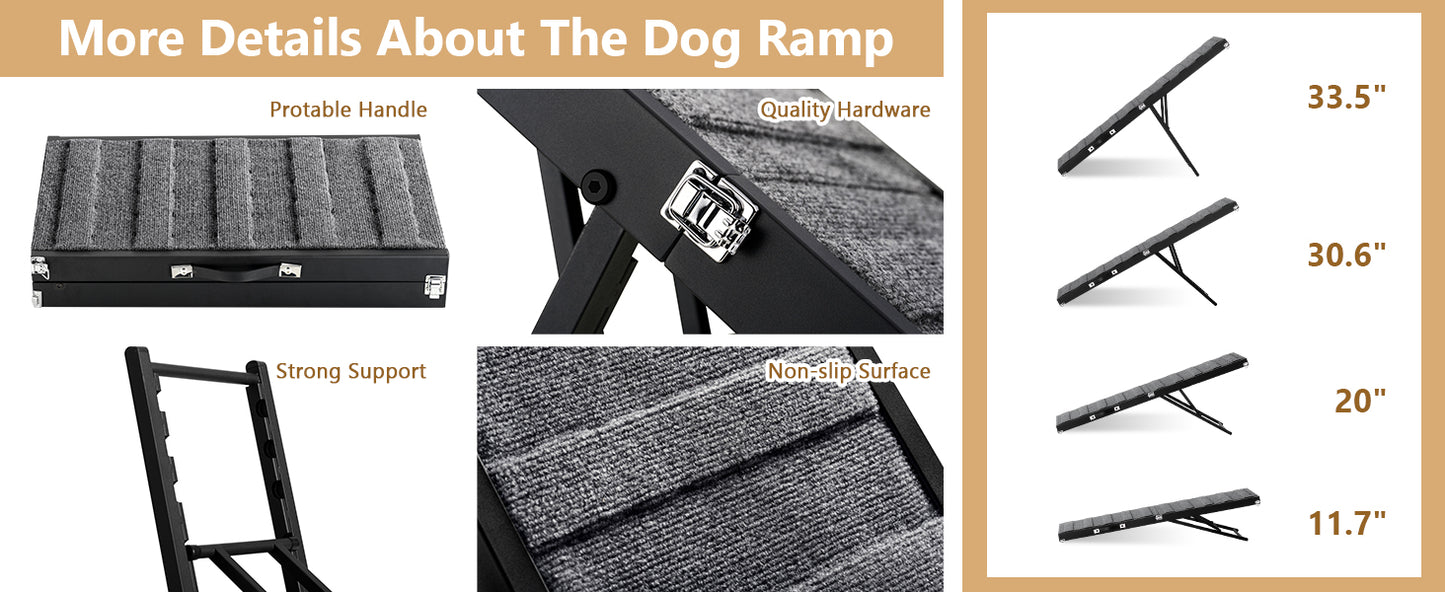 Rampa plegable para perros, 4 niveles, 31.5" largo