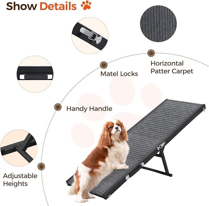 Rampa plegable para perros, 5 niveles, 47.8" de largo