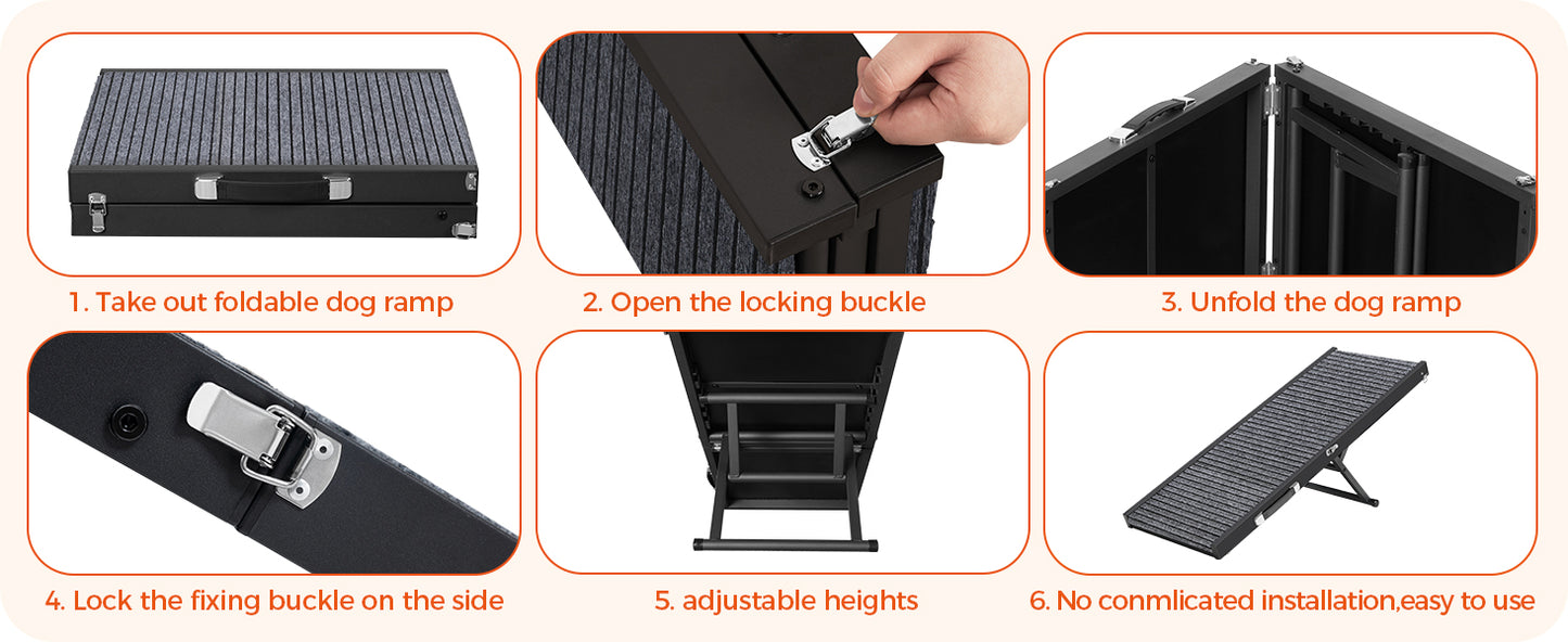 Rampa plegable para perros, 5 niveles, 47.8" de largo