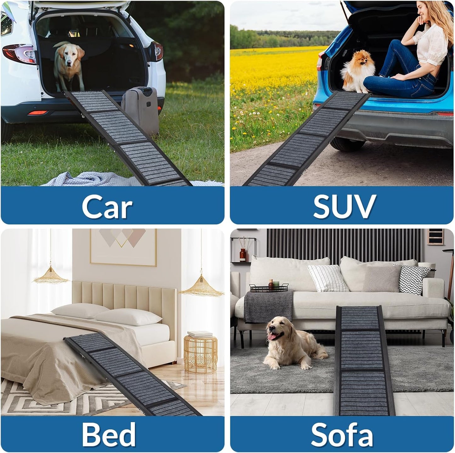 Rampa plegable para perros, 67" largo