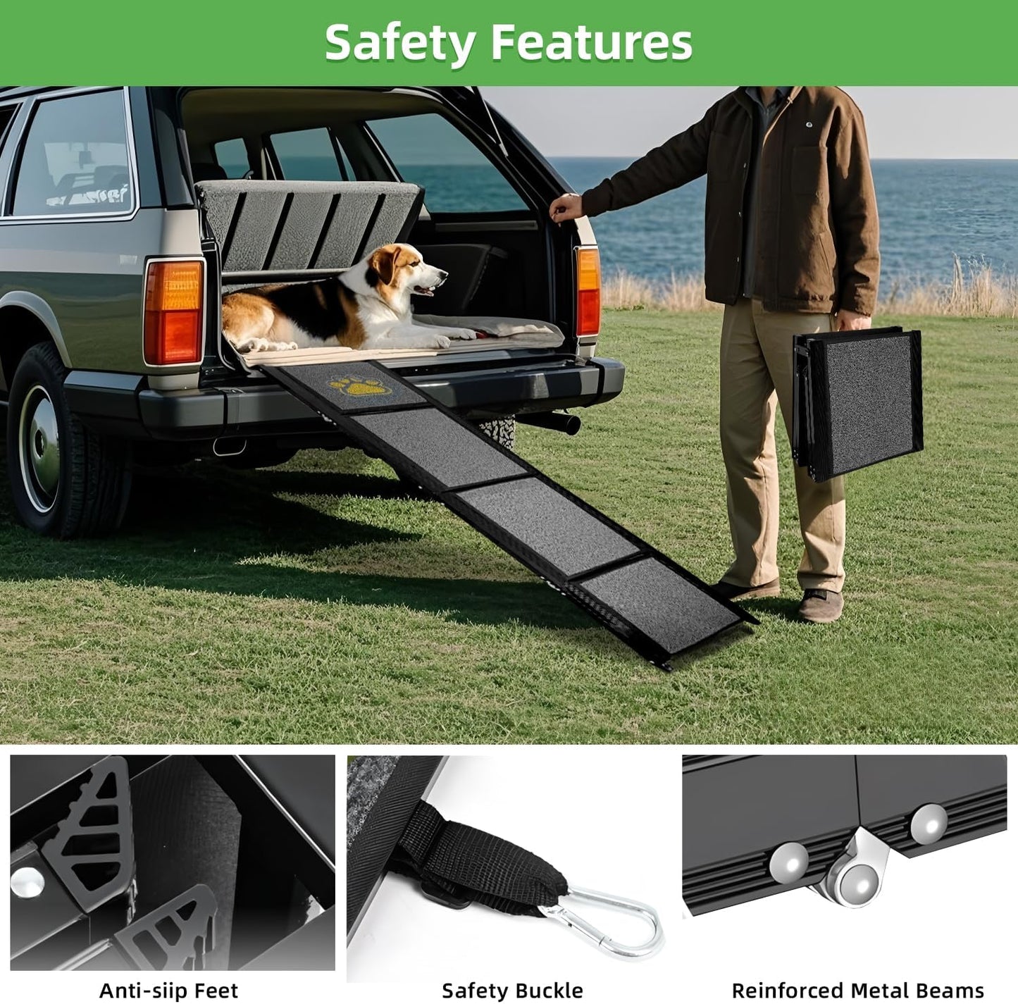 Rampa plegable para perros, 67" largo