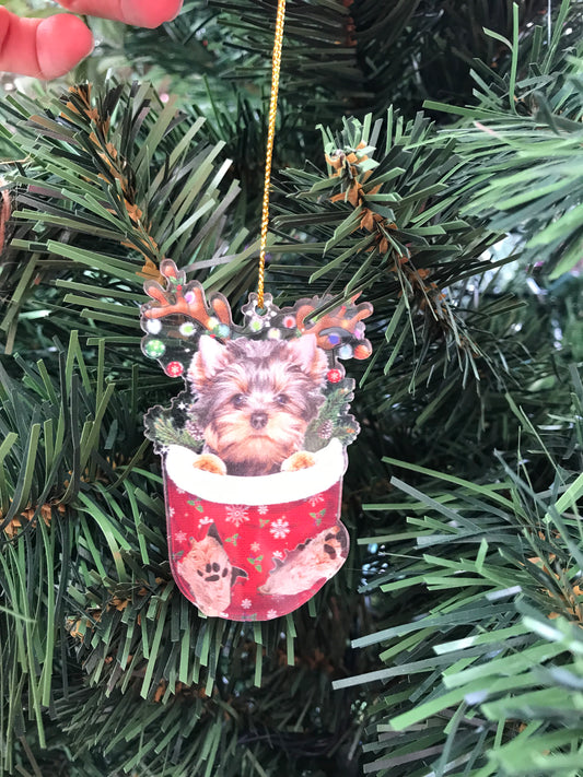 Colgante Yorkie para árbol de Navidad