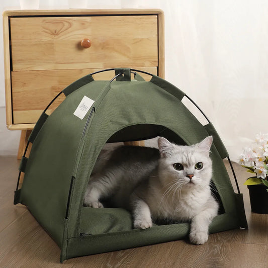 Cama estilo tienda de campaña para gatos o perros