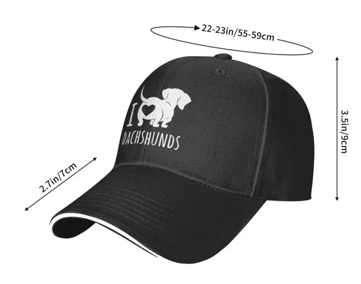 Gorras estilo baseball con Dachshunds - I love Dachshunds - varios colores, ver más aquí