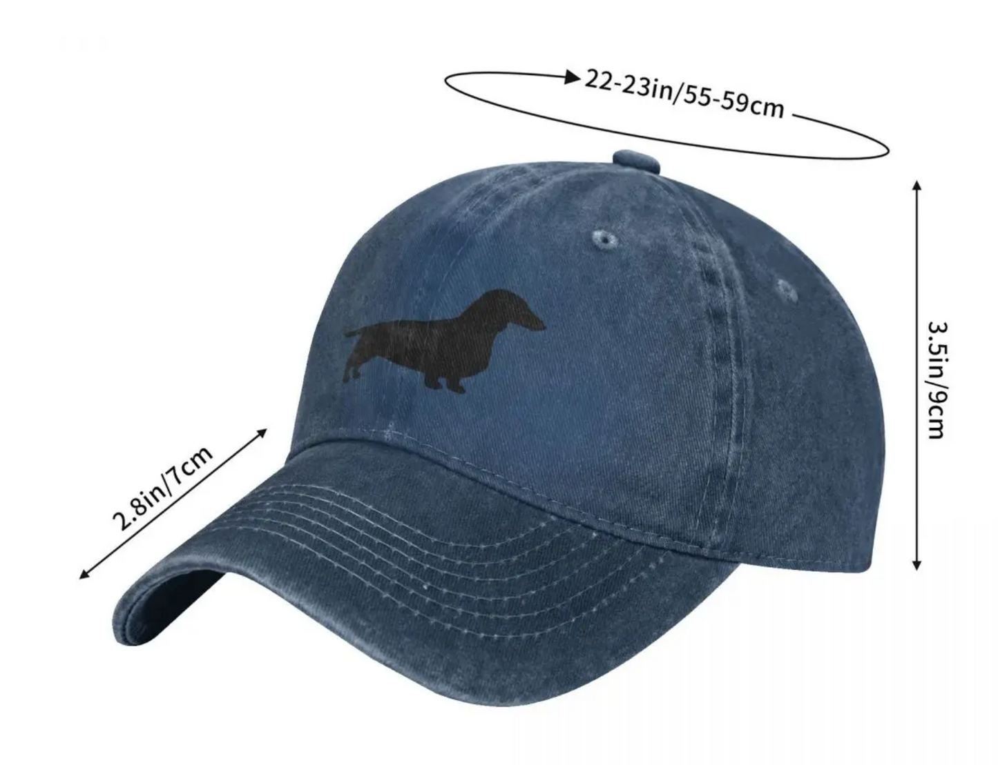 Gorras de mezclilla estilo baseball con Dachshund - varios colores, ver más aquí