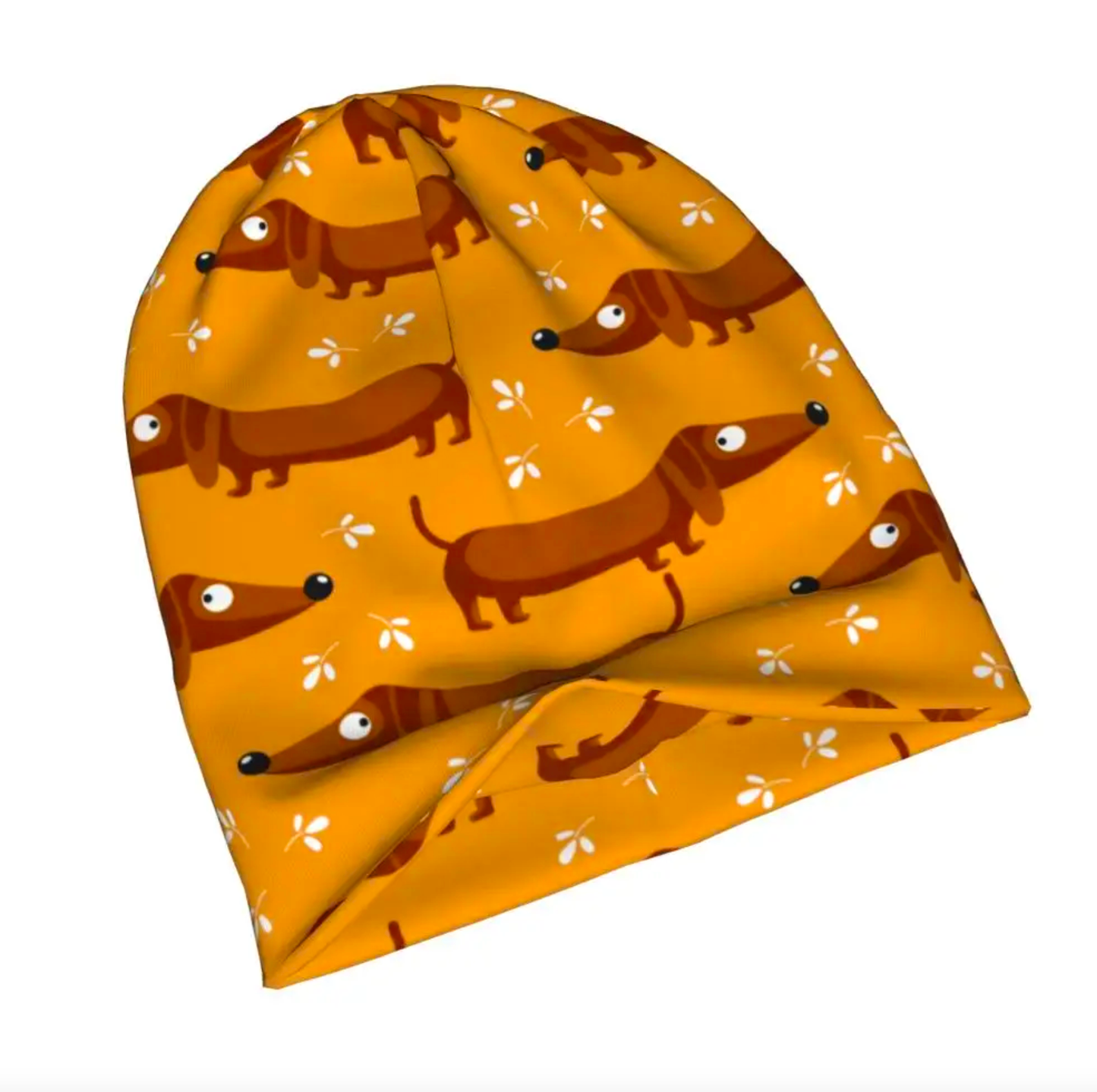 Gorro de tela con estampado de perros Dachshund