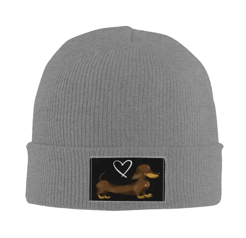 Gorro de lana con cinta estampada de perro Dachshund