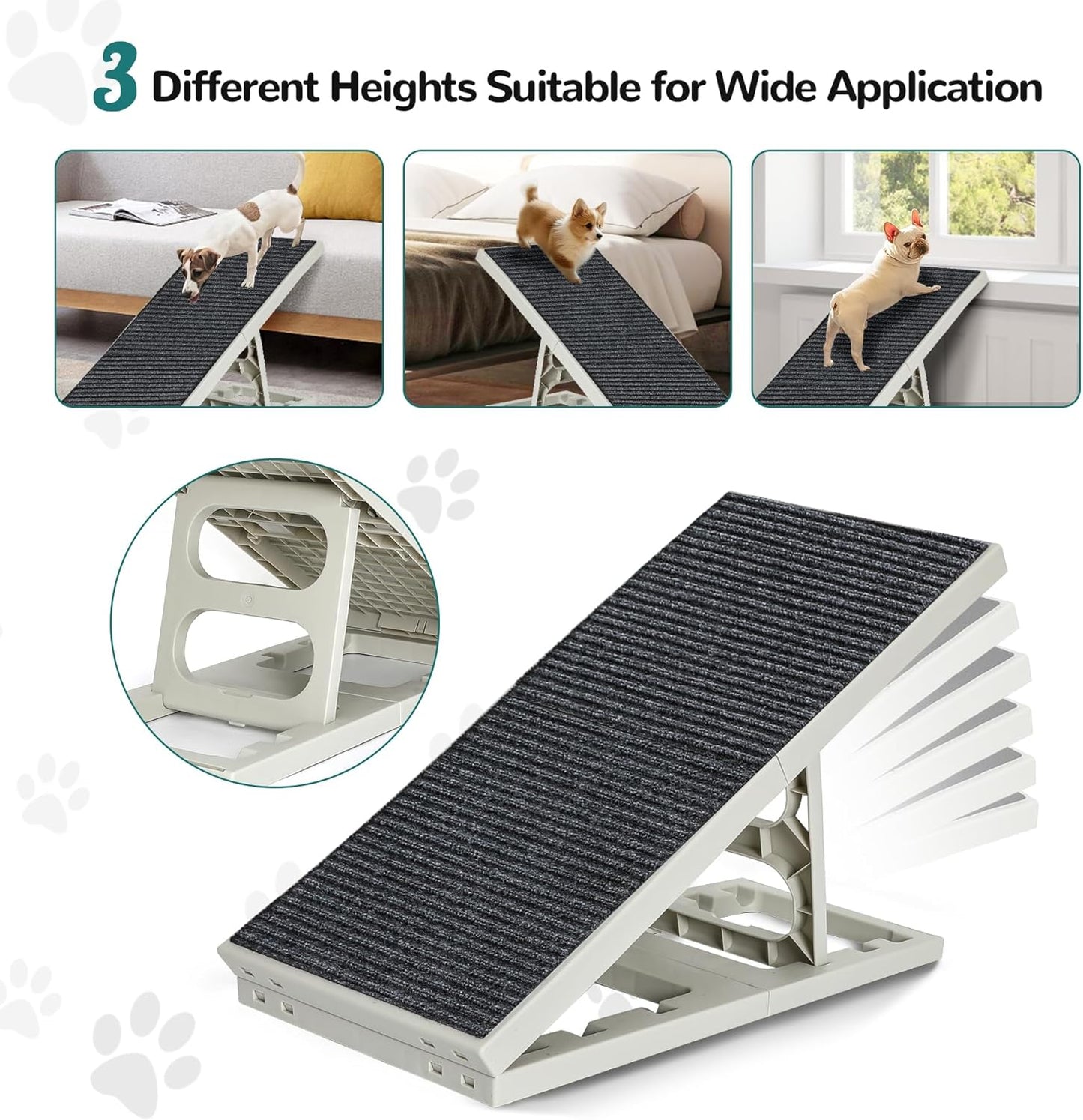 Rampa plegable para perros, 3 niveles, 31" largo, plástica