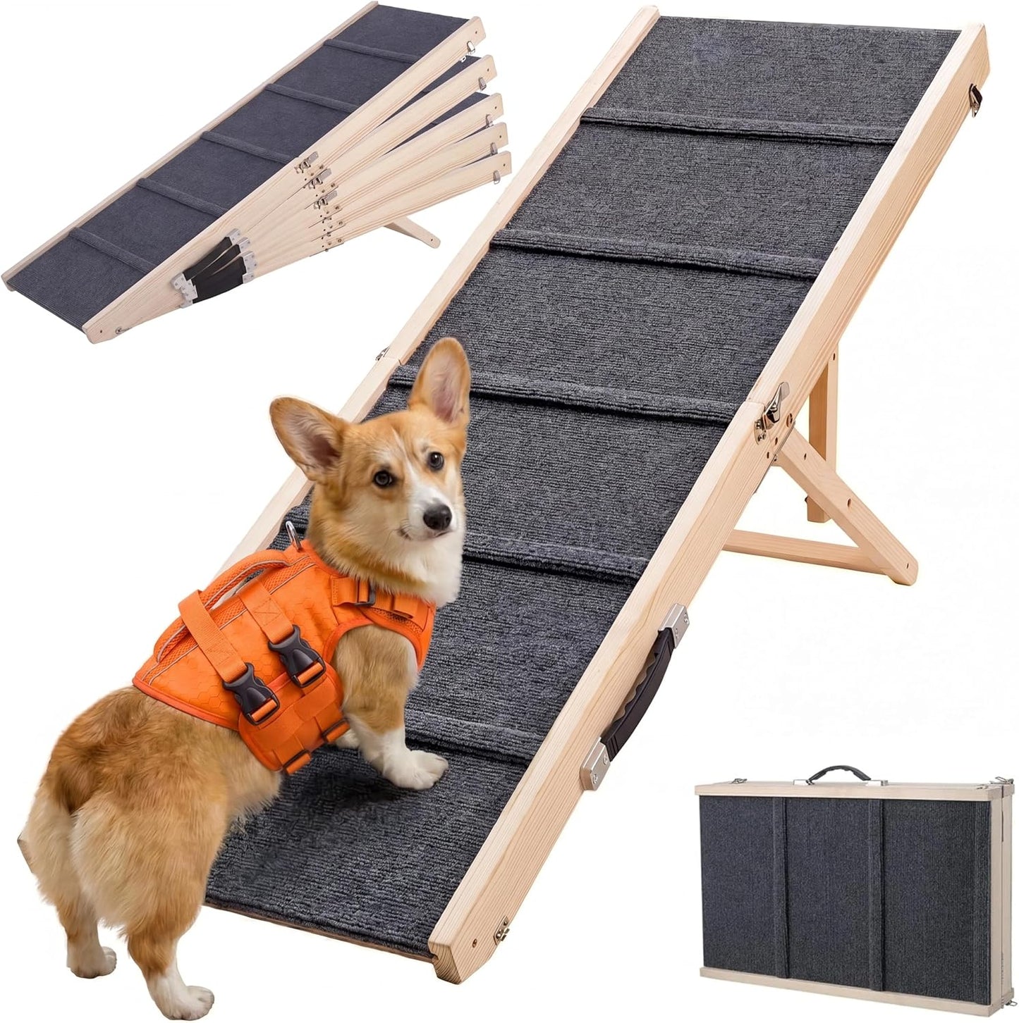 Rampa plegable para perros, 5 niveles, 51.2" de largo
