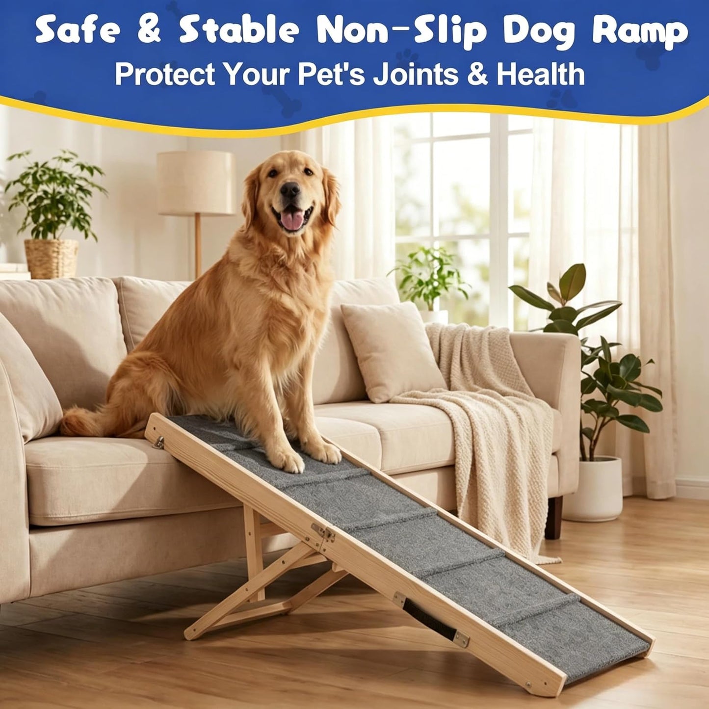 Rampa plegable para perros, 5 niveles, 51.2" de largo