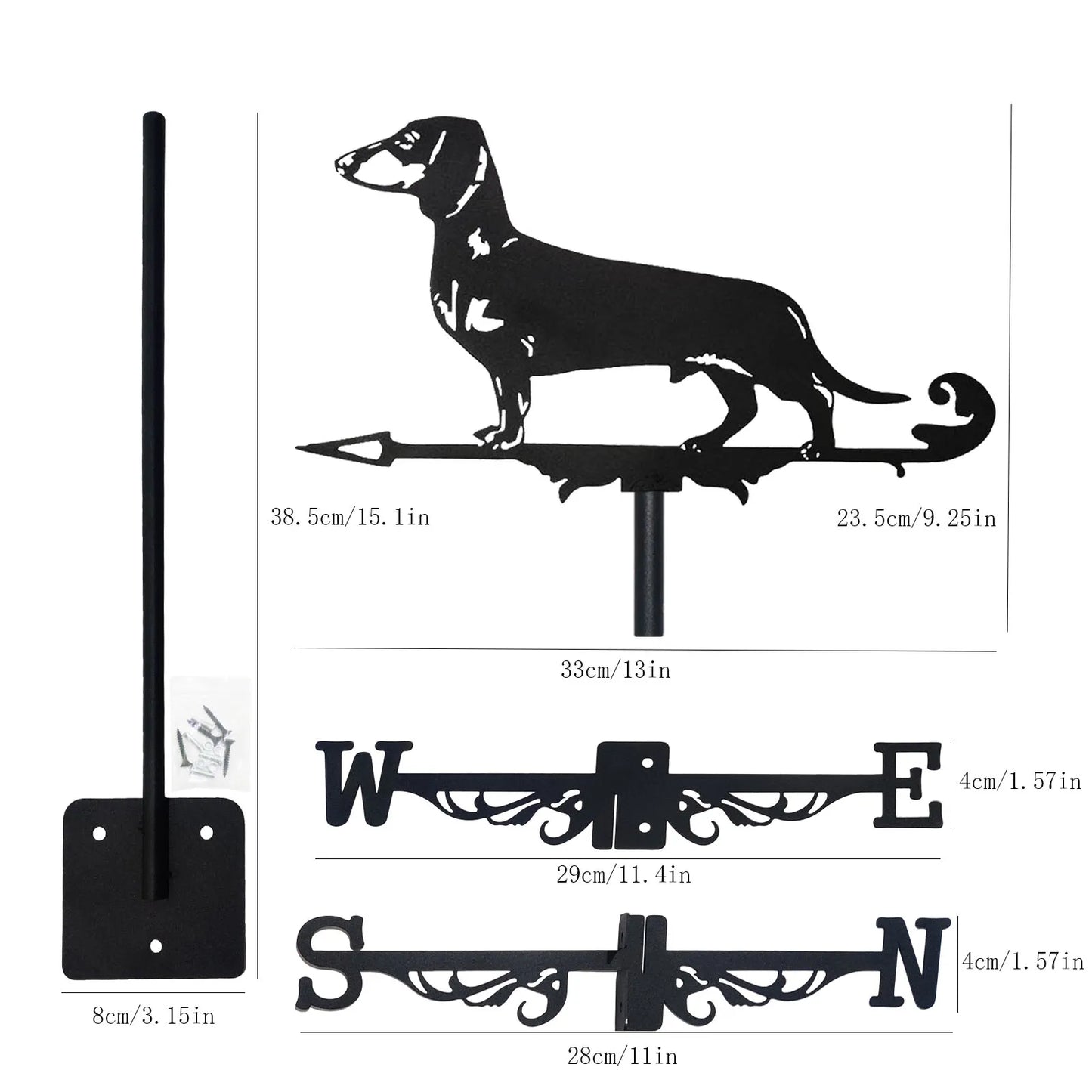 Veleta de viento con silueta de perro Dachshund